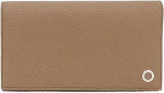 Bulgari Brown Orange Leather Long Wallet (Bi-Fold) (Pre-Owned)