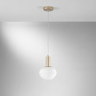 Luce-Ambiente-Design L&aacute;mpara Colgante Moderna Dorada Con Luz Esf&eacute;rica Blanca Ripple