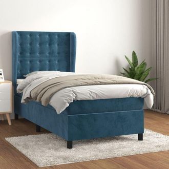 vidaXL Cama Box Spring Con Colch&oacute;n Terciopelo Azul Oscuro 80x200 Cm Vidaxl