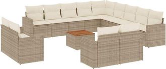 vidaXL Set Sof&aacute;s De Jard&iacute;n 14 Pzas Con Cojines Rat&aacute;n Sint&eacute;tico Beige Vidaxl