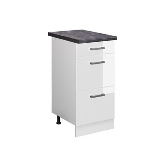 Vicco Mueble Bajo De Cocina R-line, Blanco Alto Brillo, 40 Cm Con Cajones, Et Antracita Vicco