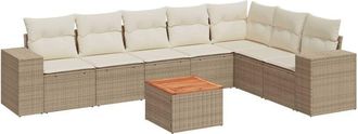 vidaXL Vidaxl - Juego De Sof&aacute;s De Jard&iacute;n Con Cojines Beige 8 Pzas Rat&aacute;n Pe
