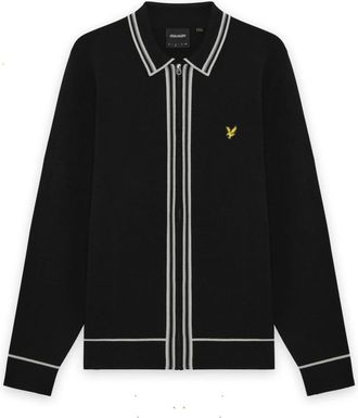 Lyle & Scott Tipped Gebreid Jack met Ritssluiting - Heren - Vesten - Zwart - 2XL - Truien & Vesten