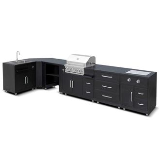 Oviala Cocina en forma con 6 elementos, incluyendo 2 m&oacute;dulos de cocci&oacute;n