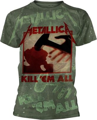 Metallica T Shirt Kill Em All Band Logo All Over Print Official Mens Green S