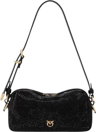 Pinko Bauletto Mini Clutch effetto scamosciato con strass - - Bags - Donna - Nero - ONE SIZE