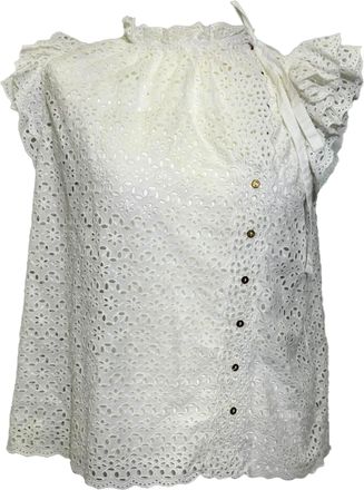 Ulla Johnson Grace Embroidered Top in White Cotton