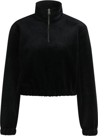 HUGO BOSS Relaxed-fit zip-neck sweatshirt in stretch velvet