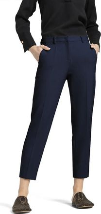 Cambio Donkerblauwe Cropped Broek Krystal - Dames - Vrijetijds broeken - Blauw - XS - Katoen - Broeken