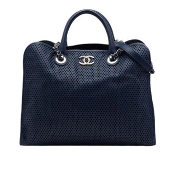 Chanel Pre-owned Up In The Air Tote - Dames - Pre-owned - Blauw - Maat: ONE Size Leer