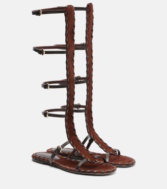 Gianvito Rossi Zaira suede and leather gladiator sandals