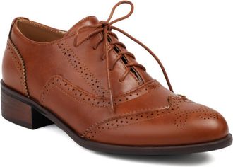 Generic Womens Classic Wingtip Oxford Shoes Round Toe Lace-Up Perforated Detail Chunky Block Heel Textured Upper Lightweight Comfortable Shoes for Fashion Cas