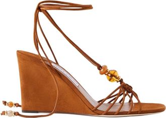 Jimmy Choo London Lova Wedge 85 - Dames - Sleehakken - Bruin - 39 1/2 EU - Su&egrave;de - Schoenen