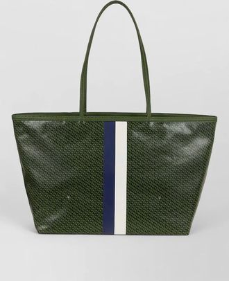 Tory Burch canvas racer stripe structured tote bag
