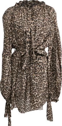 Zimmermann Suraya Leopard-Print Off-Shoulder Dress in Brown Silk