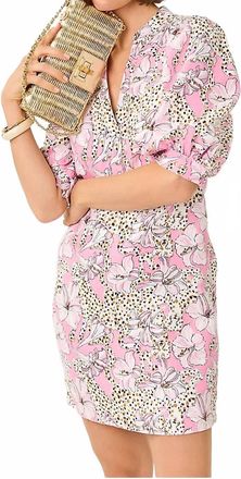Lilly Pulitzer Mialeigh Elbow Sleeve Linen Dress In Conch Shell Pink Wildness