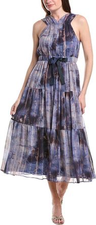 DKNY Pleated Chiffon Tie Dress