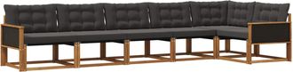 vidaXL Conjunto De Sof&aacute;s De Exterior 6 Uds. Natural Y Negro Vidaxl
