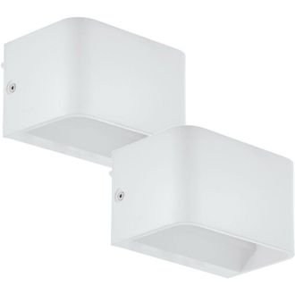 Loops 2 PACK Wall Light Colour White Box Structure Snug Fitting Bulb LED 6W Included