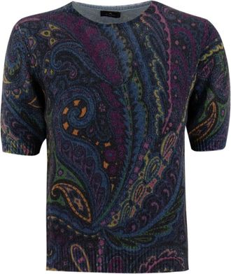 Etro Zachte Wol Kasjmier Trui - Dames - Ronde hals truien - Veelkleurig - S - Wol - Truien & Vesten