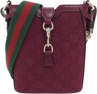 Gucci Pre-owned GG Canvas Leren Schoudertas - Dames - Vintage Tas - Rood - ONE Size - Leer - Vintage