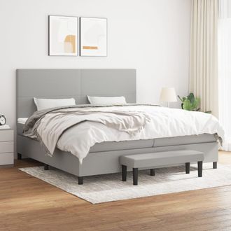 vidaXL Vidaxl - Cama Box Spring Con Colch&oacute;n Tela Gris Claro 200x200 Cm