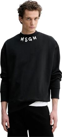 Msgm Msgm, Hoodies & sweatvesten, Heren, Zwart, S, Katoen, Crewneck Sweatshirt