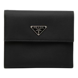 Prada Black Nylon Leather Wallet (Tri-Fold) (Pre-Owned)