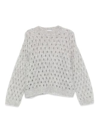 Brunello Cucinelli open-knit sweater - women - Fabric - M - Grey
