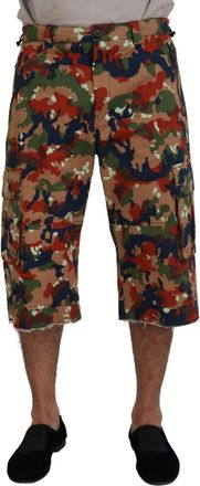 Dolce & Gabbana Mens Camouflage Cargo Shorts - Tan Cotton - Size EU 48 (Mens)