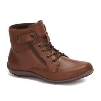 Andrea Womens Flat Booties With Side Zipper In Brown
