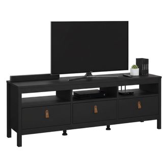 Dmora Dmora - Mueble De Televisi&oacute;n Liliane, Aparador De Sal&oacute;n, Mueble Bajo Para Tv, Base De Pared Equipada, 151x38 H54 Cm, Negro
