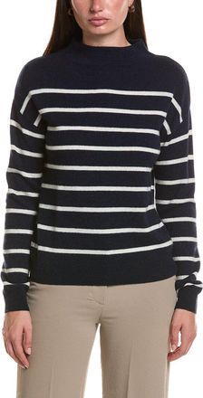 Bruno Magli Jersey Striped Funnel Neck Wool & Cashmere-Blend Sweater