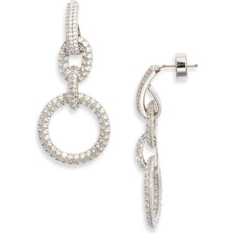 Nordstrom Cubic Zirconia Link Drop Earrings in Clear- Silver at Nordstrom
