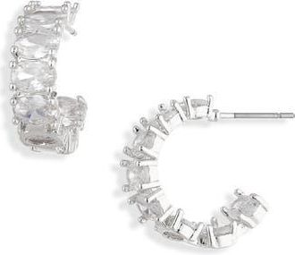 Cara Oval Cubic Zirconia Hoop Earrings in Silver at Nordstrom Rack