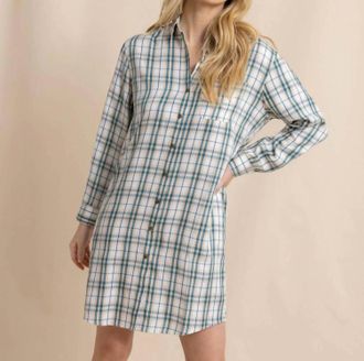 Southern Tide Cam Twill Plaid Mini Dress In Sand White
