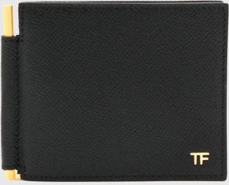 Tom Ford Leather Bifold Wallet with Monogram and Money Clip