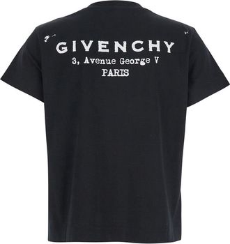 Givenchy Womens Black Crewneck T-Shirt With Logo Cotton T-Shirts & Jerseys