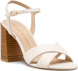 Stuart Weitzman Alyssa Ankle Strap Sandal in Cream/New Cameldnu at Nordstrom, Size 6.5