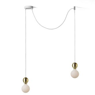 Daylight Italia L&aacute;mpara de techo con 2 pantallas blancas y doradas