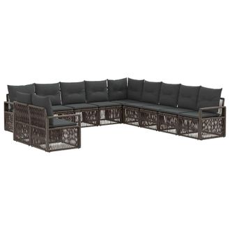 vidaXL Conjunto De Sof&aacute;s De Jard&iacute;n 11 Pcs Gris Rat&aacute;n Sint&eacute;tico Vidaxl