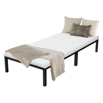 ML Design Ml-design - Cama De Estructura Metalica Negra 90x200 Cm Sobre Marco De Acero Inoxidable Con Colch&oacute;n De Espuma Fr&iacute;a 10cm De Altura Con Certificaci&oacute;n Oe