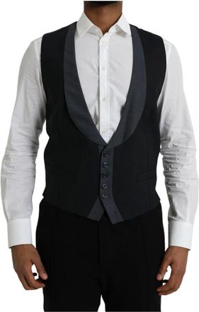 Dolce & Gabbana Suit Vests, male, Black, Size: M Neon Green Logo Zip Sweater