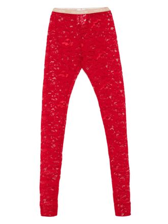 Valentino Garavani rebrod&eacute; lace tights - Red