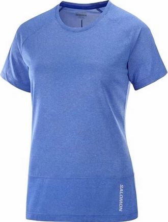 Salomon Womens Cross Run Short Sleeve Tee In Surf The Web