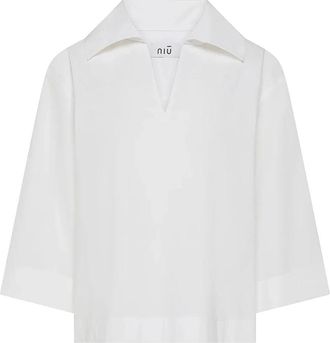 Ni&ugrave; Oversize Monochrome Shirt - Dames - Polos - Wit - M - Tops