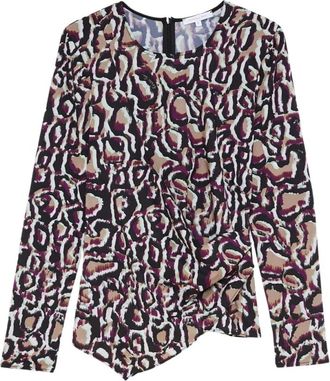 Patrizia Pepe Overhemden, Dames, Veelkleurig, L, Polyester, Gedrapeerd jasje met artistiek ontwerp