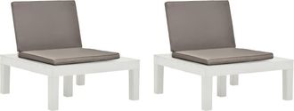 vidaXL Vidaxl - Tumbonas De Jard&iacute;n Con Cojines 2 Unidades Pl&aacute;stico Blanco