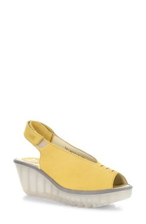 FLY London Yeay Peep Toe Sandal in Bumblebee at Nordstrom, Size 10-10.5Us