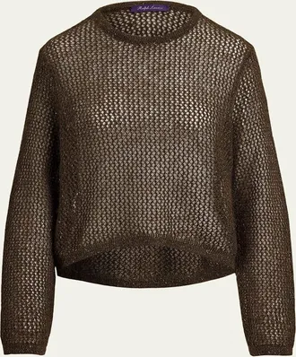 Ralph Lauren Collection Metallic Mesh Boatneck Sweater